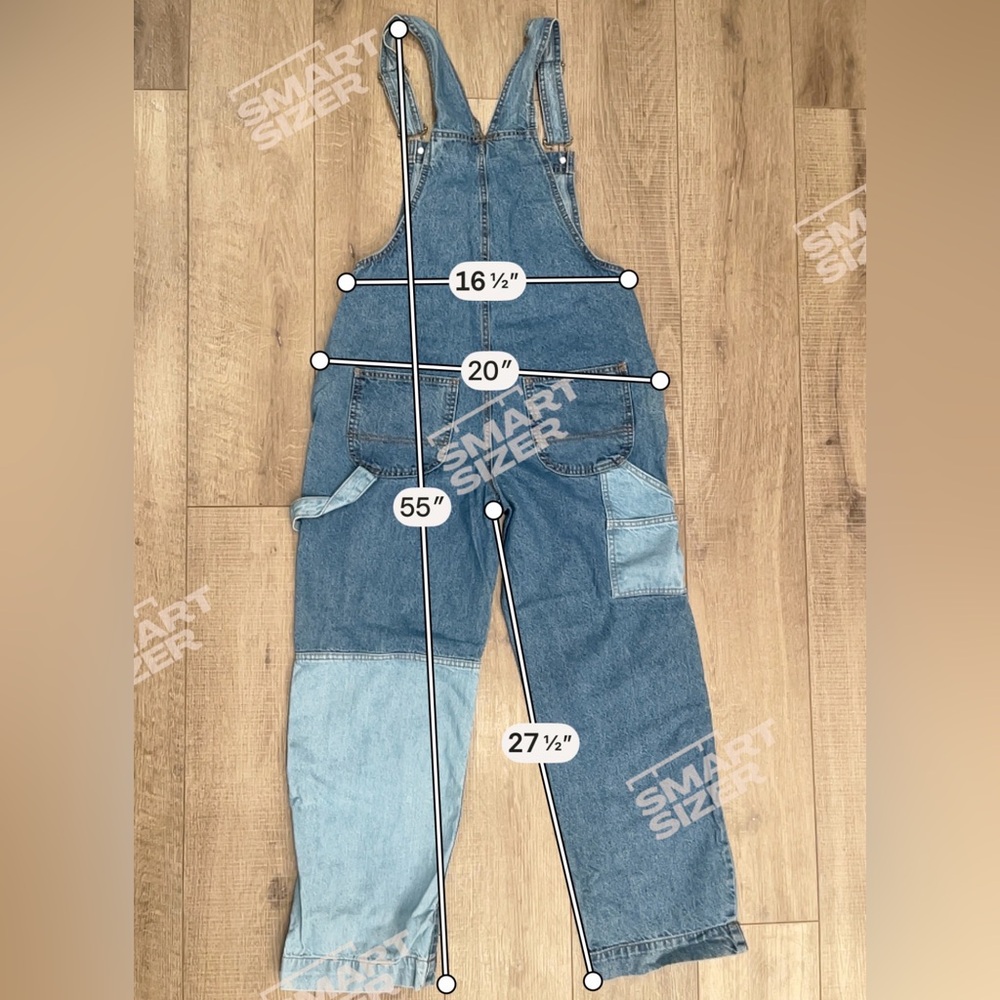 Cotton On Patchwork Two-Tone Blue Denim Overalls - Picture 3 of 5